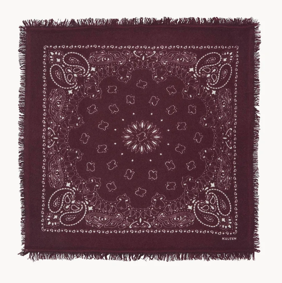 large printed cashmere bandana hachiko bordeaux