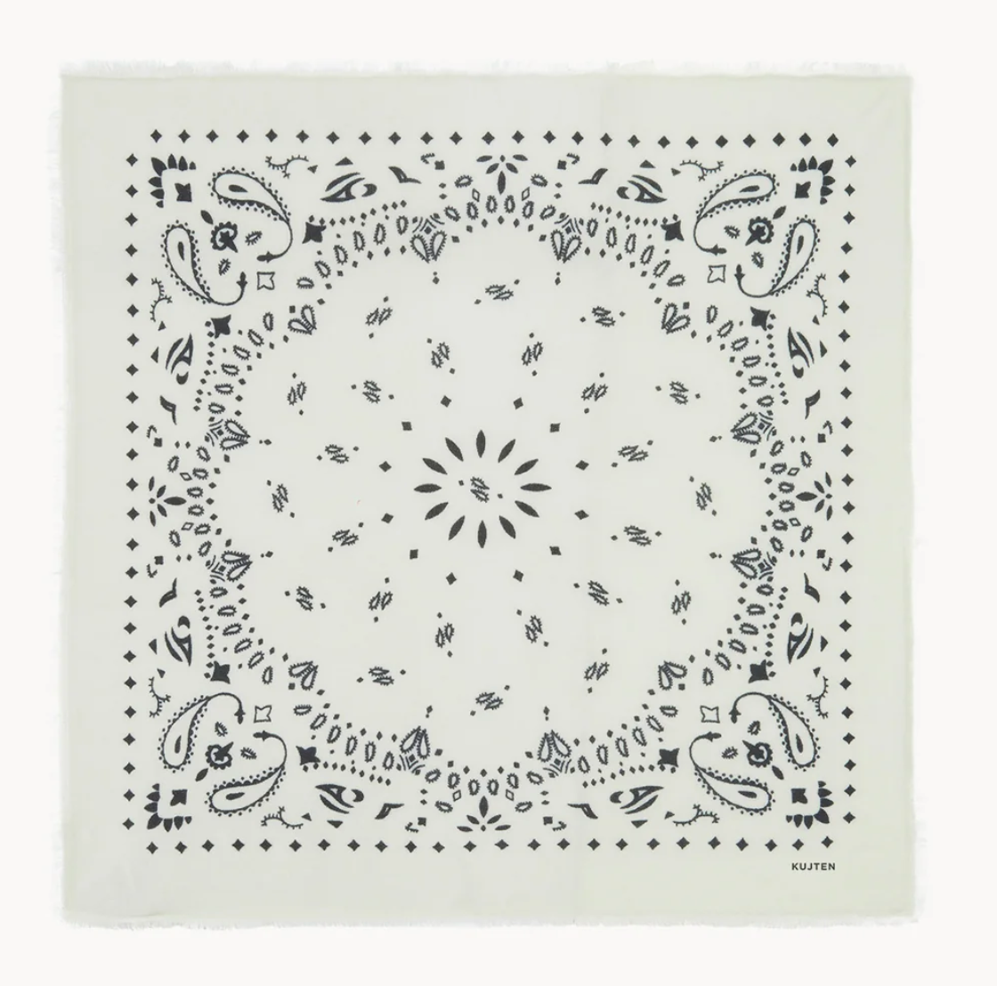 large printed cashmere bandana hachiko white