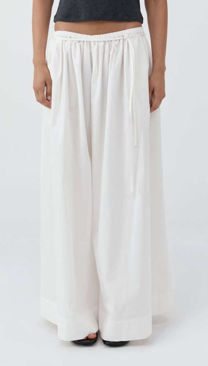 Cotton Hybrid Wide Leg Pants Off White