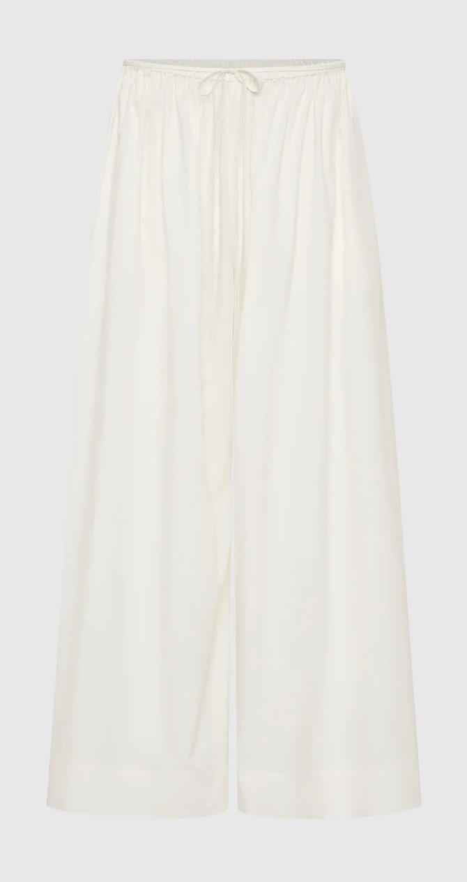 Cotton Hybrid Wide Leg Pants Off White
