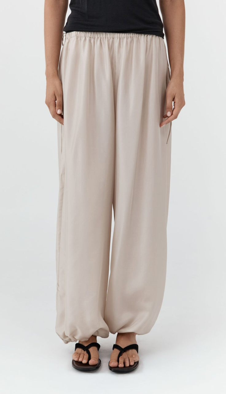 Silk Adjustable Balloon Pants Soft Ash