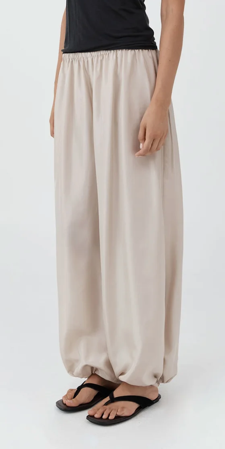 Silk Adjustable Balloon Pants Soft Ash