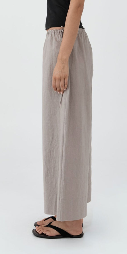 Technical Cotton Cropped Drawstring Pants Grey Stone