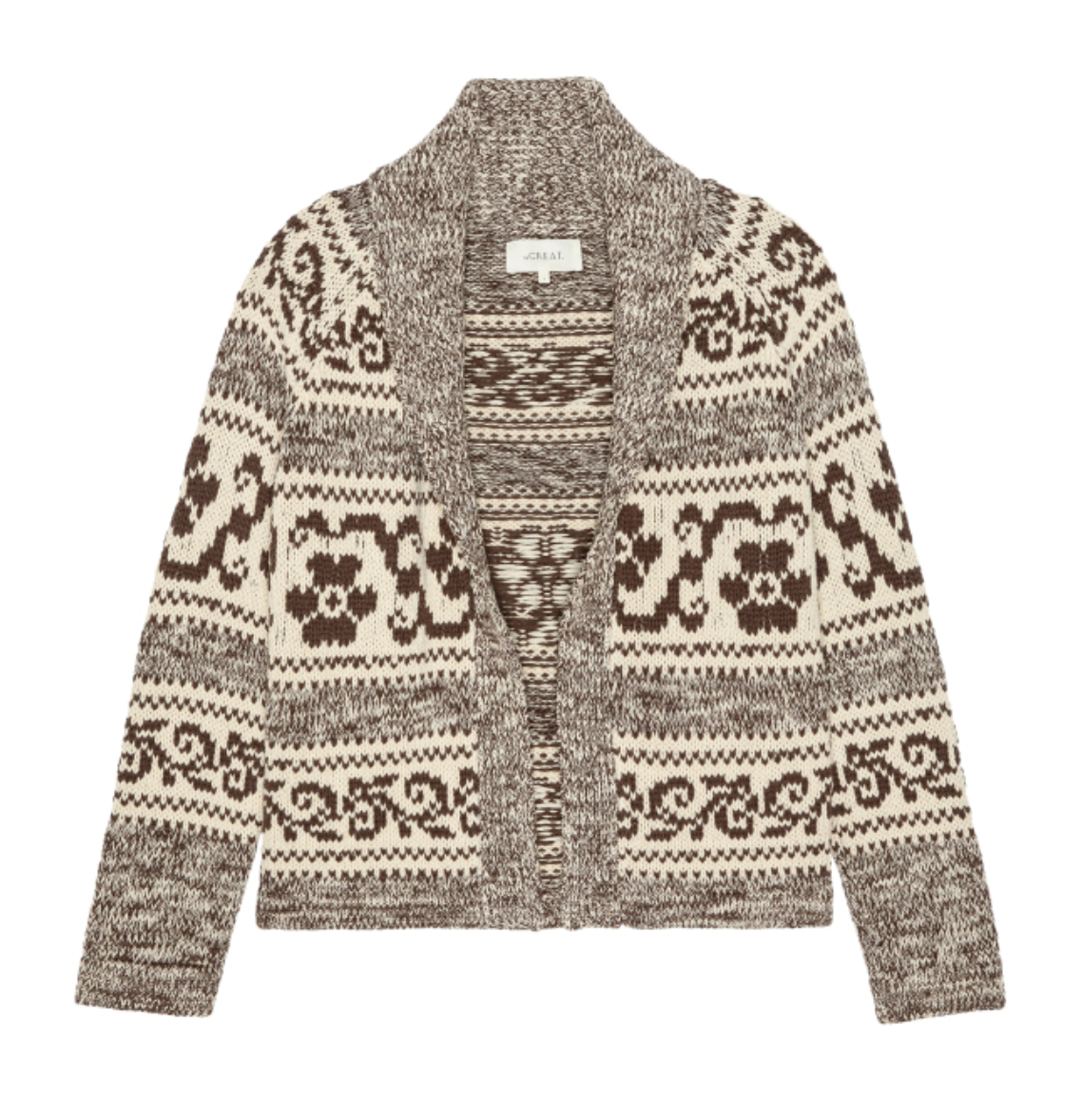 The Nordic Flower Lodge Cardigan Marled Chestnut