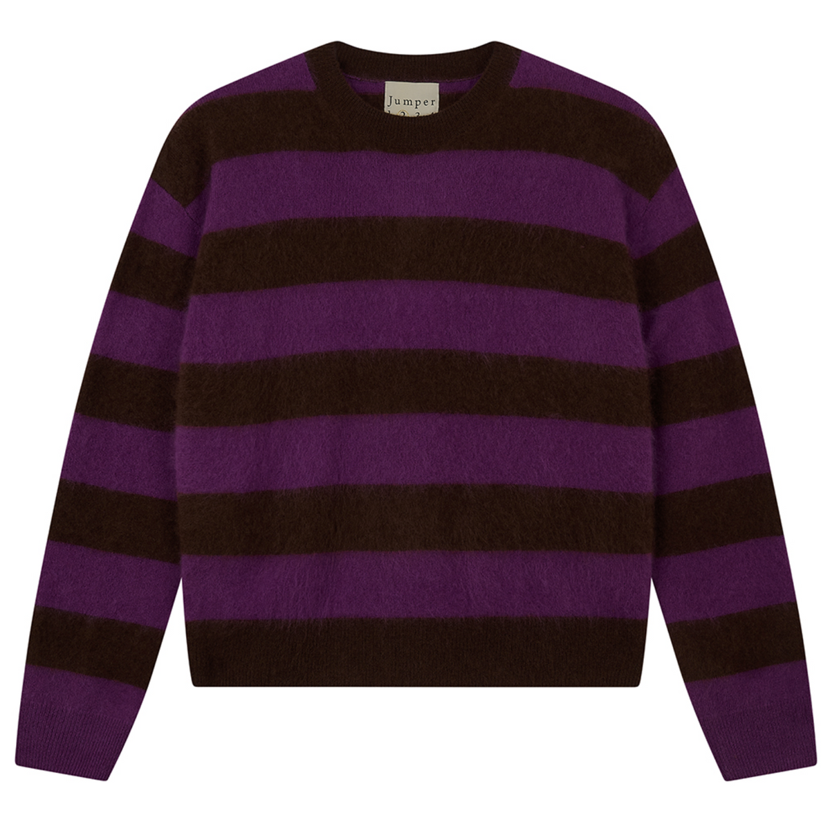 Brushed Wool Stripe Crew Hickory And Misty Purple