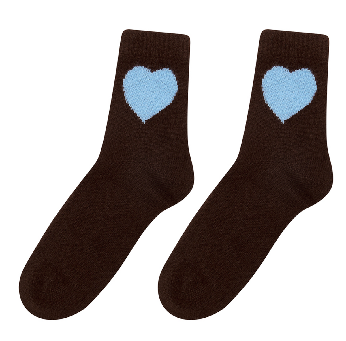 Cashmere Heart Socks Dark Brown &amp; Blue