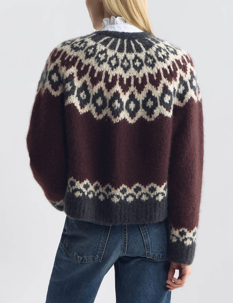 Isaline Fair Isle Sweater Burgundy Fairisle