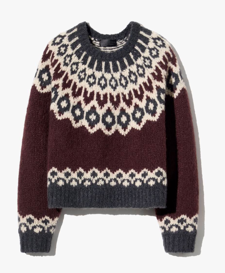 Isaline Fair Isle Sweater Burgundy Fairisle