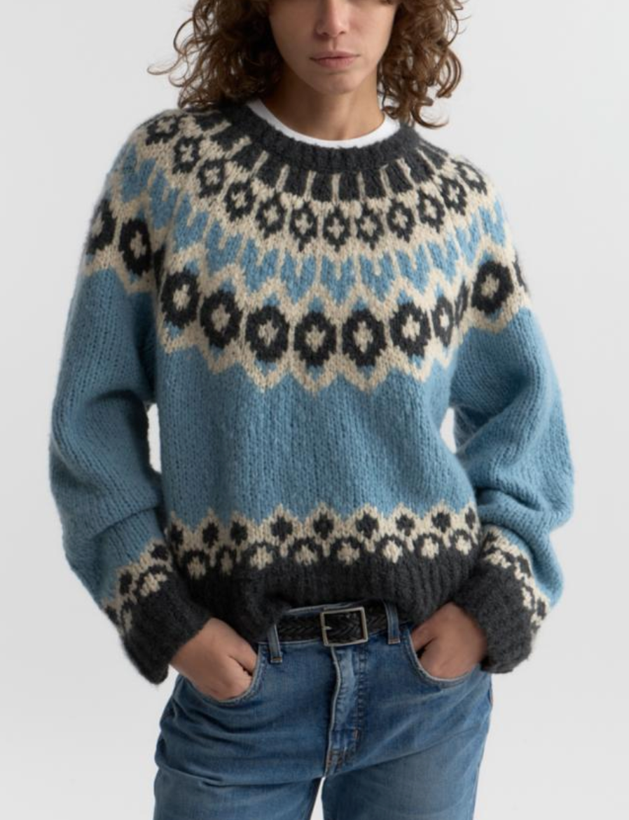 Isaline Fair Isle Sweater Iceberg Blue Fairisle