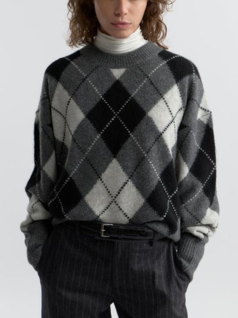 Donnika Argyle Sweater Charcoal