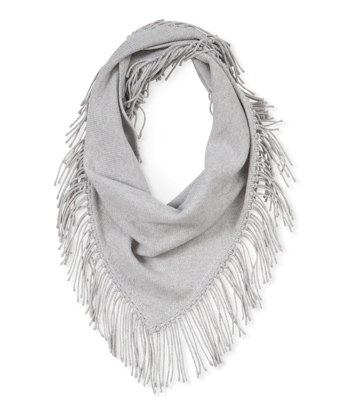 Cashmere Fringe Triangle Scarf Light Heather Grey