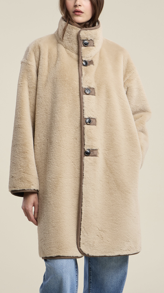Yves Faux Suede &amp; Fur Jacket Faded Coco