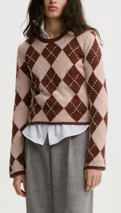 Johanna Wool Sweater Spiced Berry Argyle