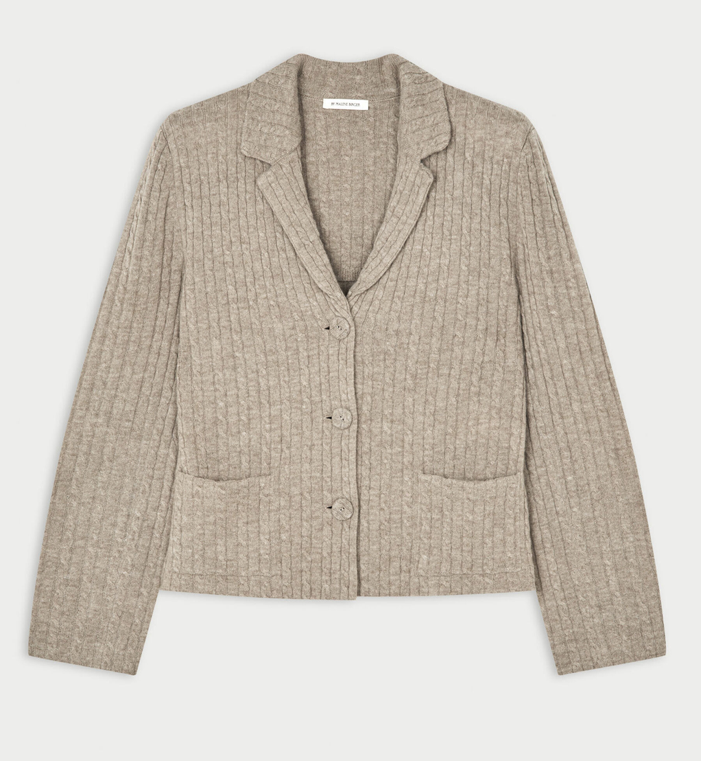 Riva Cashmere & Wool Cardigan Grey Brown Melange