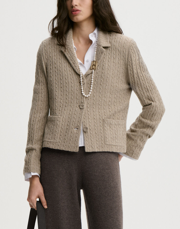 Riva Cashmere & Wool Cardigan Grey Brown Melange