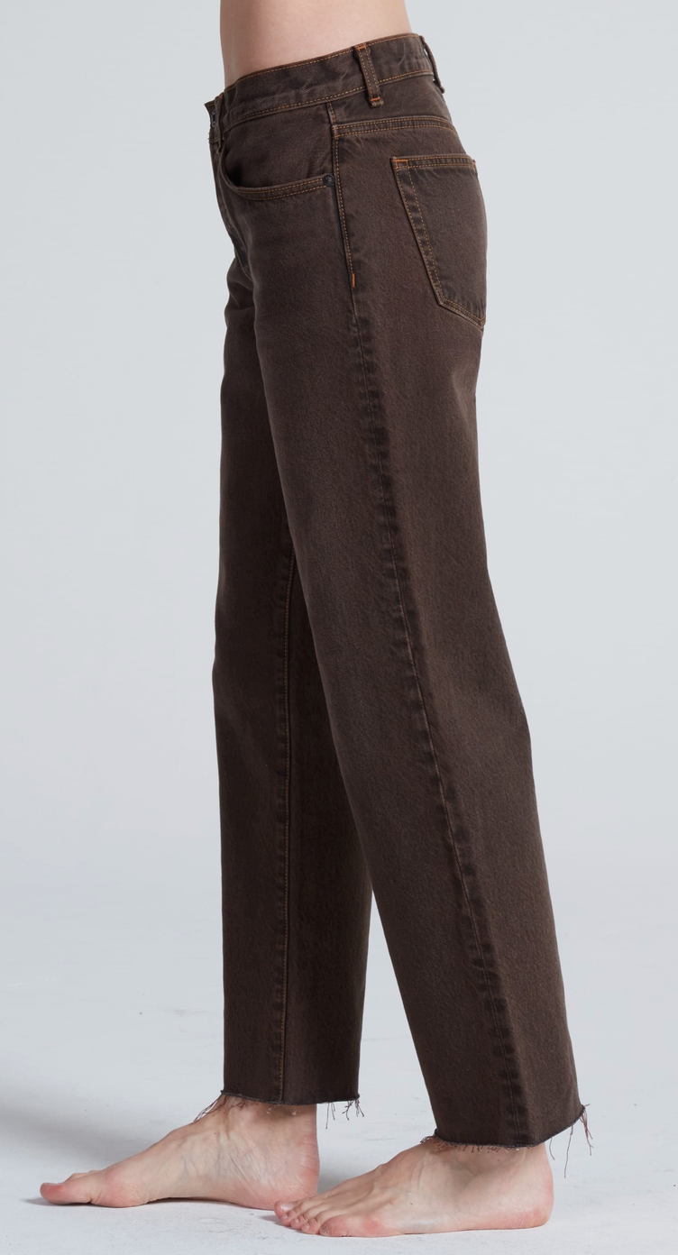 Low Rise Straight Distressed Brown