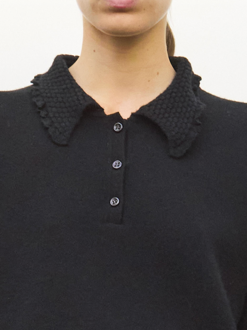 Flaneur loose sweatshirt with honeycomb collar noir
