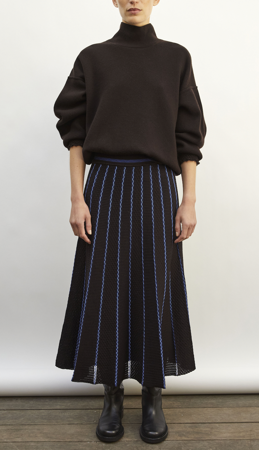 Fragola long knit skirt colored details ebony multi