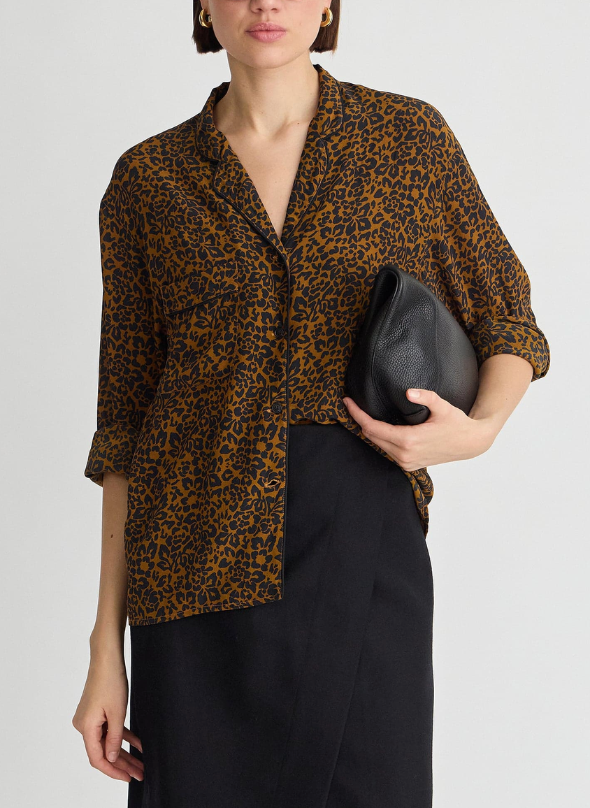 Ila Silky Pocket Button Up Leo Floral Midnight