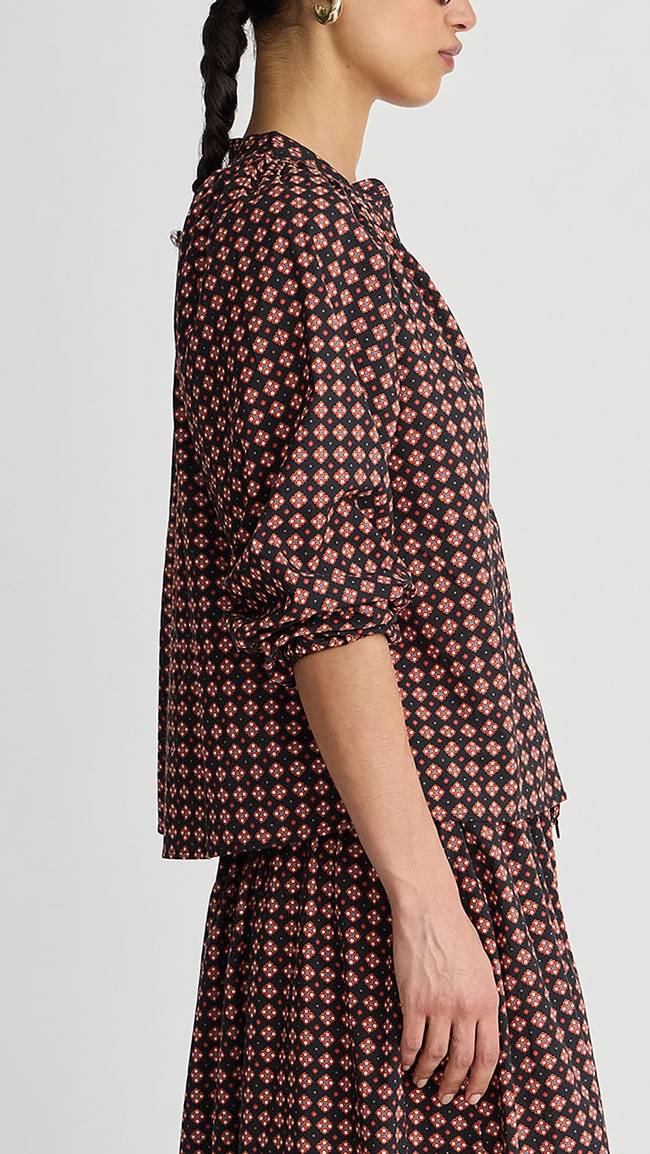 Ferooza Shirred Top Foulard Red