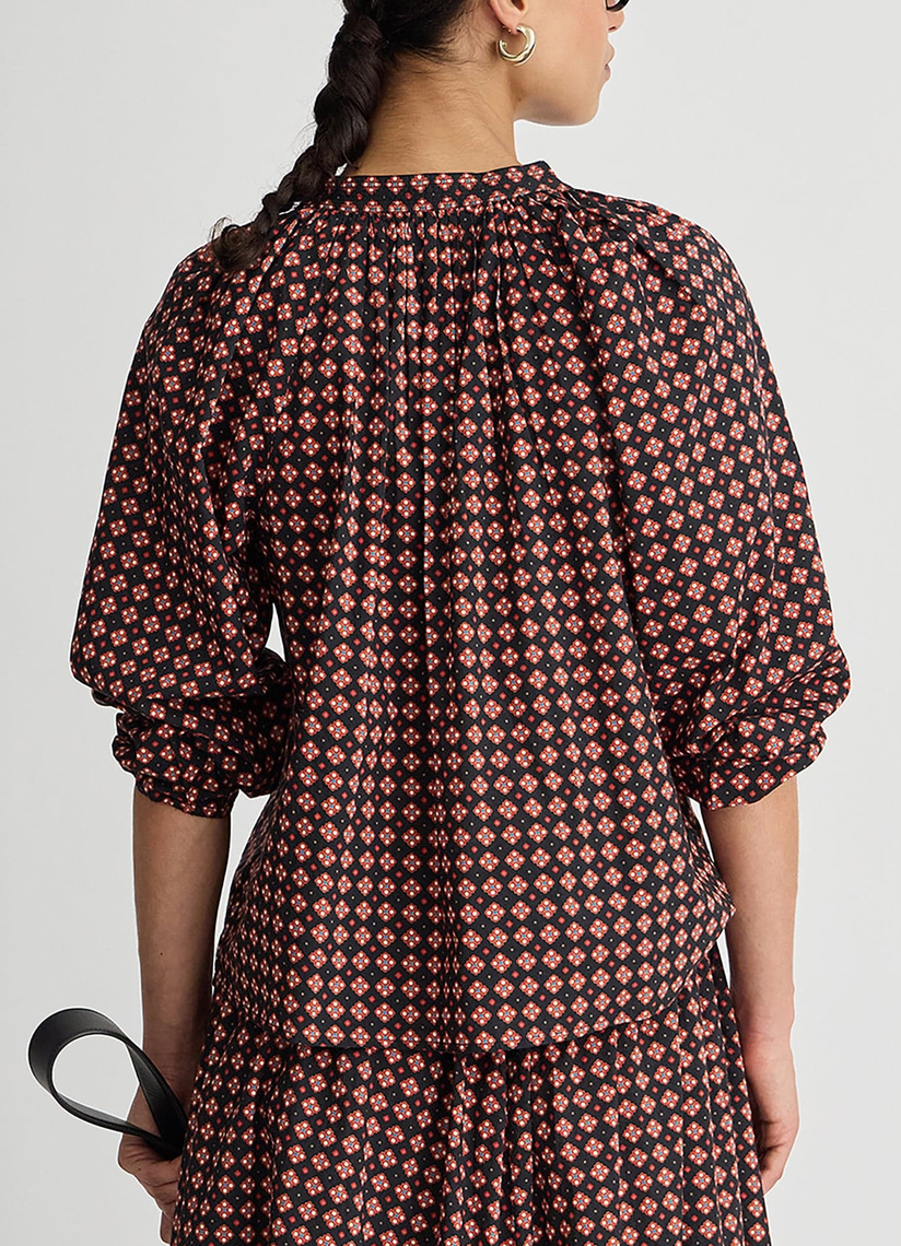 Ferooza Shirred Top Foulard Red