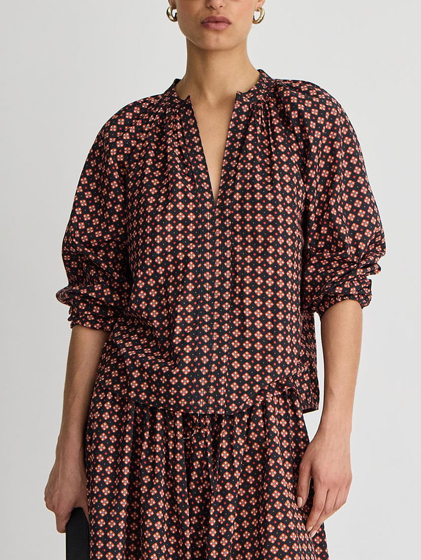 Ferooza Shirred Top Foulard Red