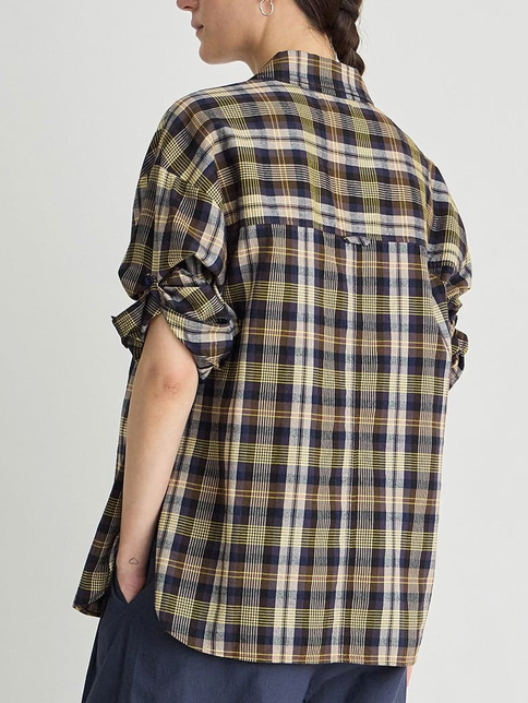 Isolde Button Down Basket Weave Plaid