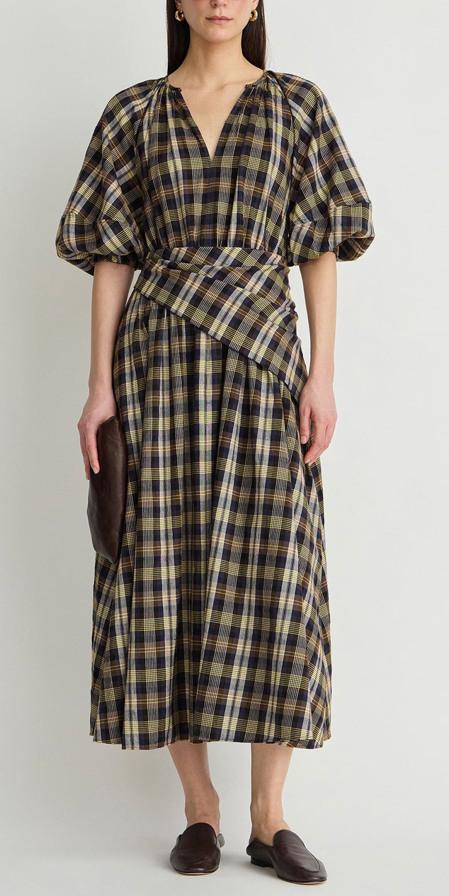 Nele-Priska Dress Basket Weave Plaid