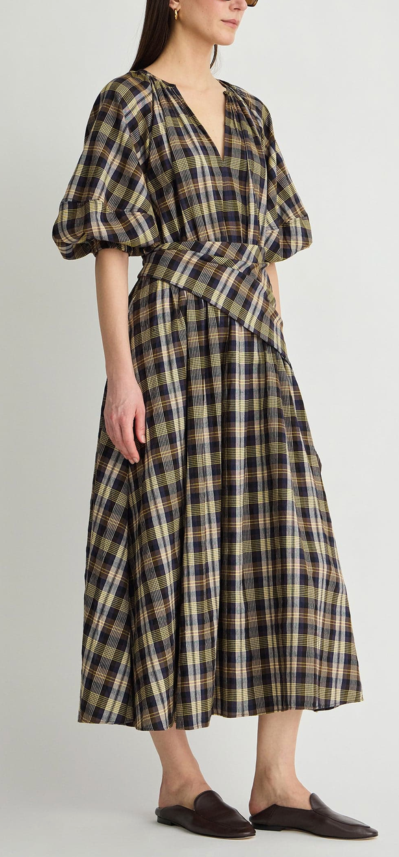 Nele-Priska Dress Basket Weave Plaid
