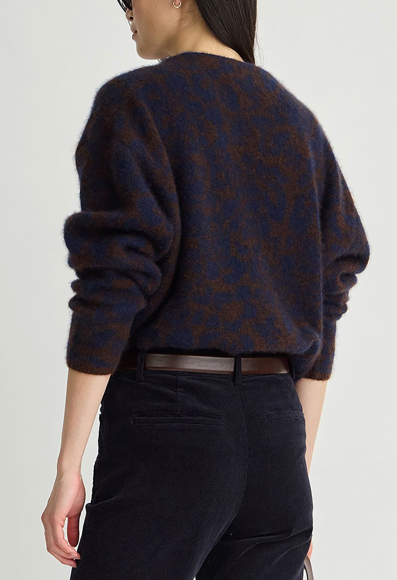Softest Silk Cashmere V-Neck Leo Floral Midnight