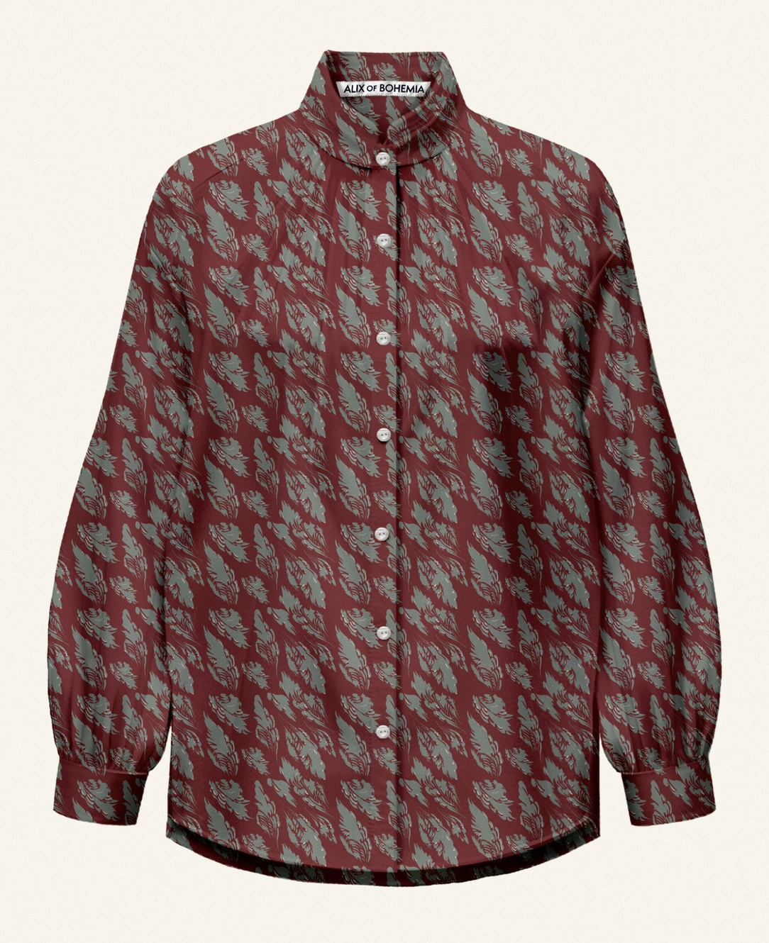 Kiki Sage Feather Shirt Dark Red