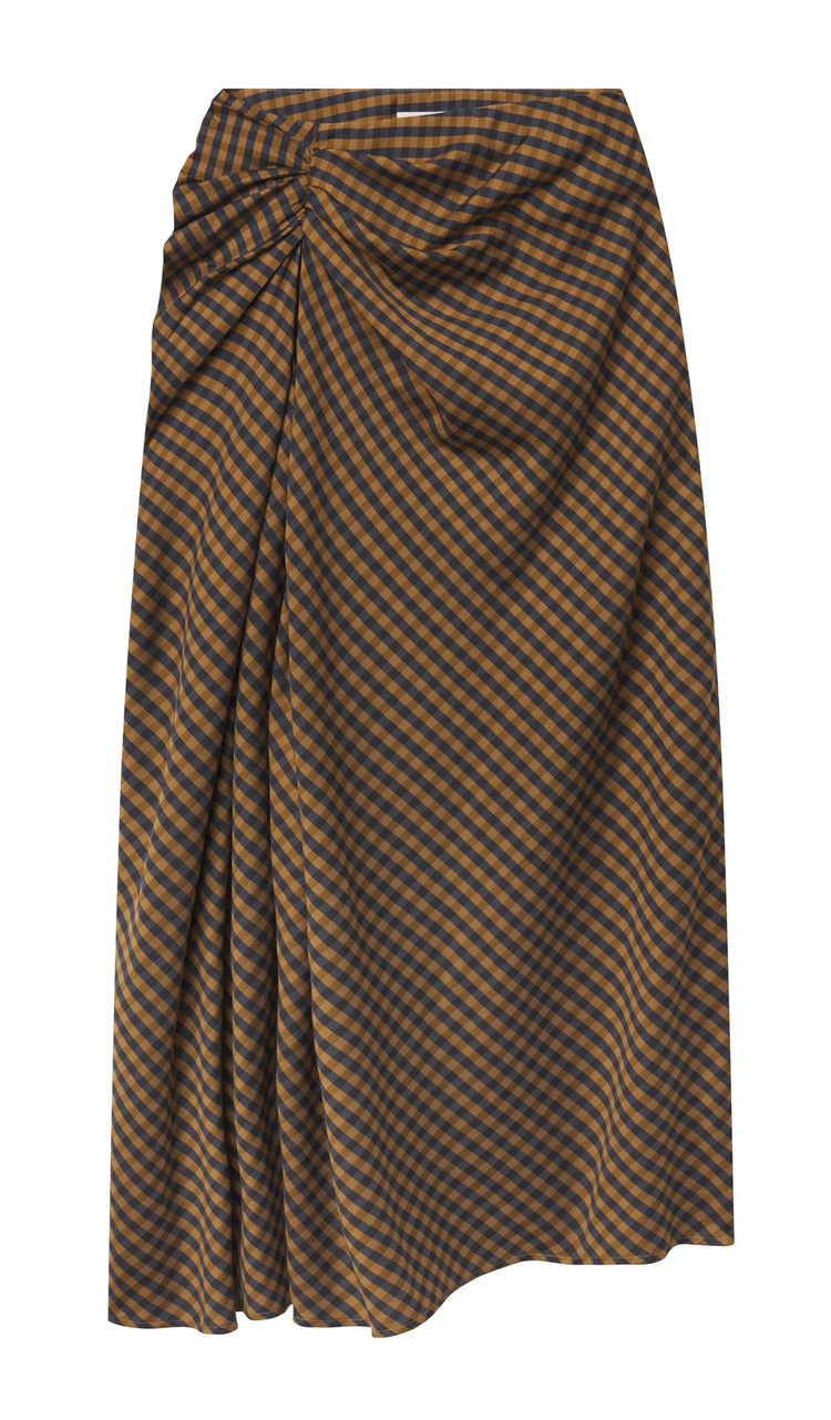 Jean Check Midi Skirt Pecan/Navy