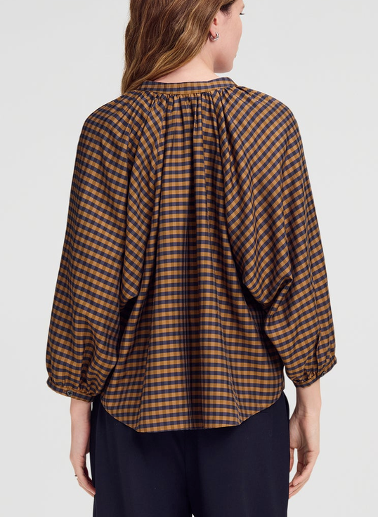 Kristin Check Top Pecan/Navy