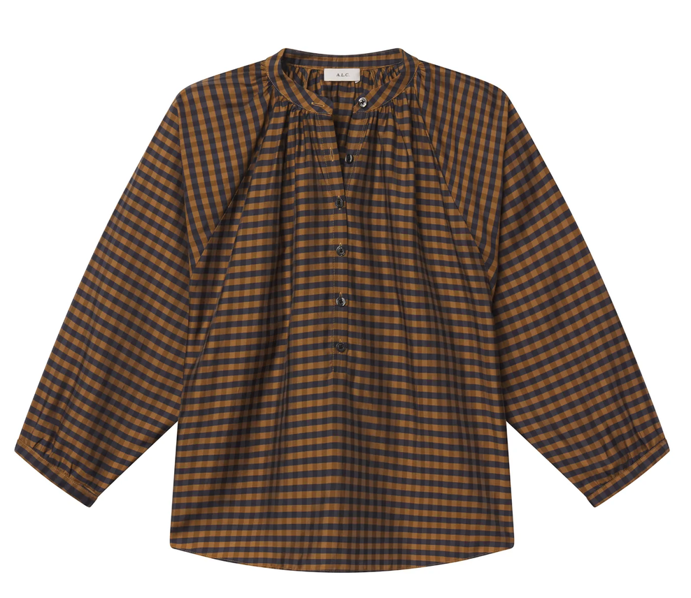 Kristin Check Top Pecan/Navy