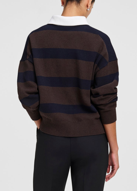 Alexa Cotton Polo Sweater Dark Carob / Deepest Navy