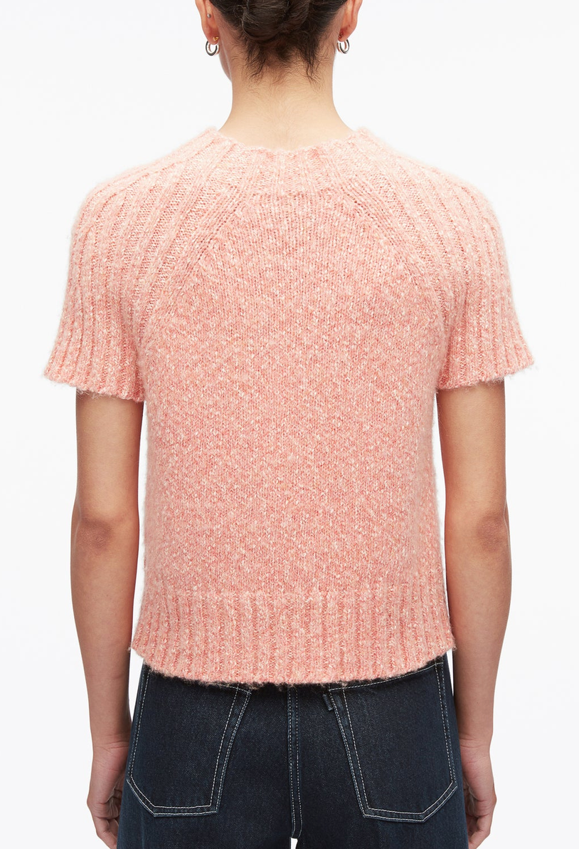 Marled Wool Mockneck Raglan Tee Peony