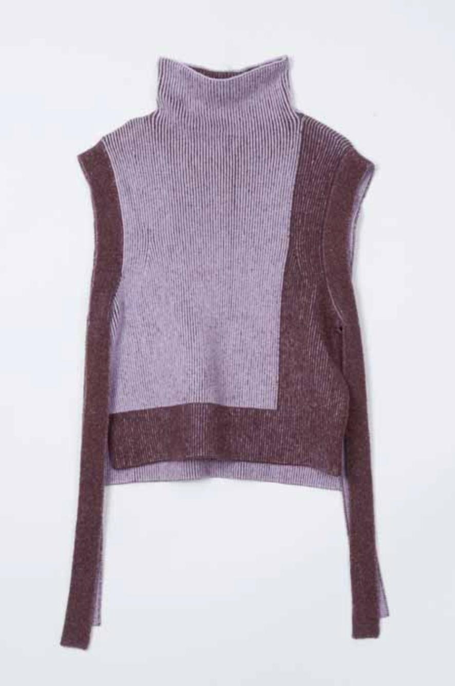 Bicolor Alpaca Turtle Neck Vest Orchid-Espresso