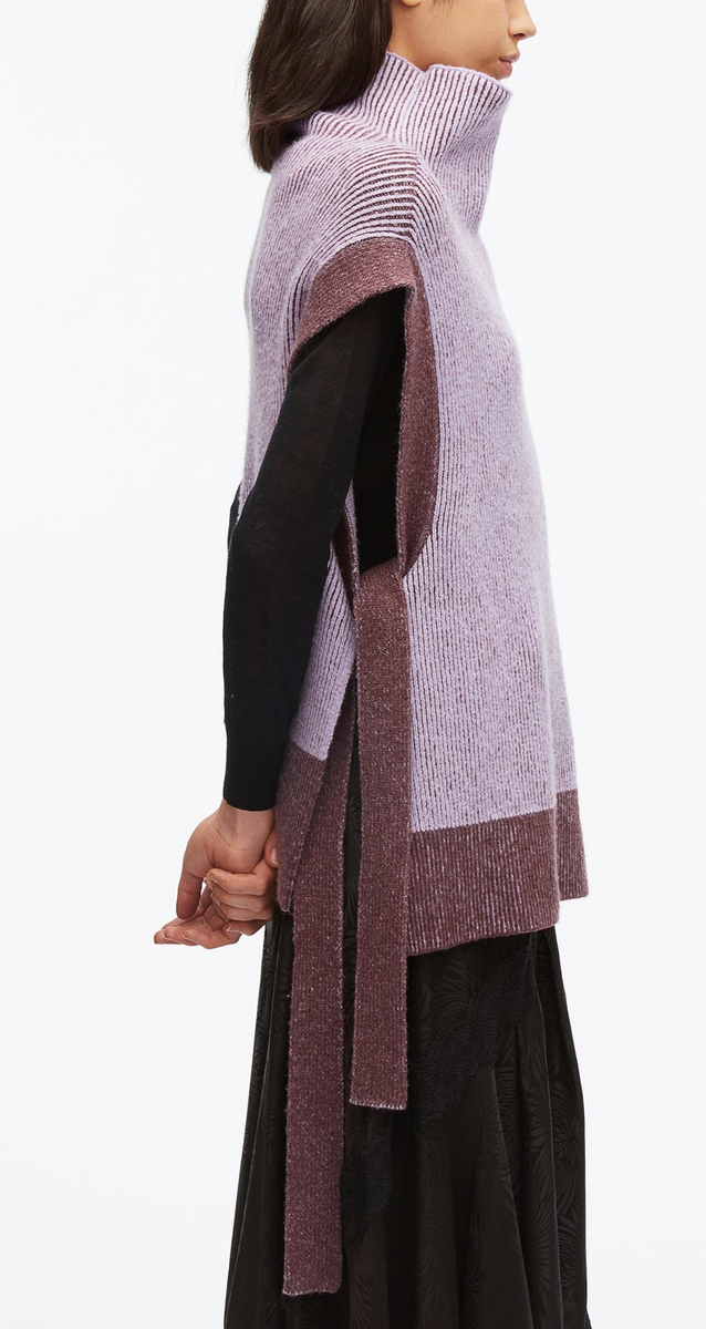 Bicolor Alpaca Turtle Neck Vest Orchid-Espresso