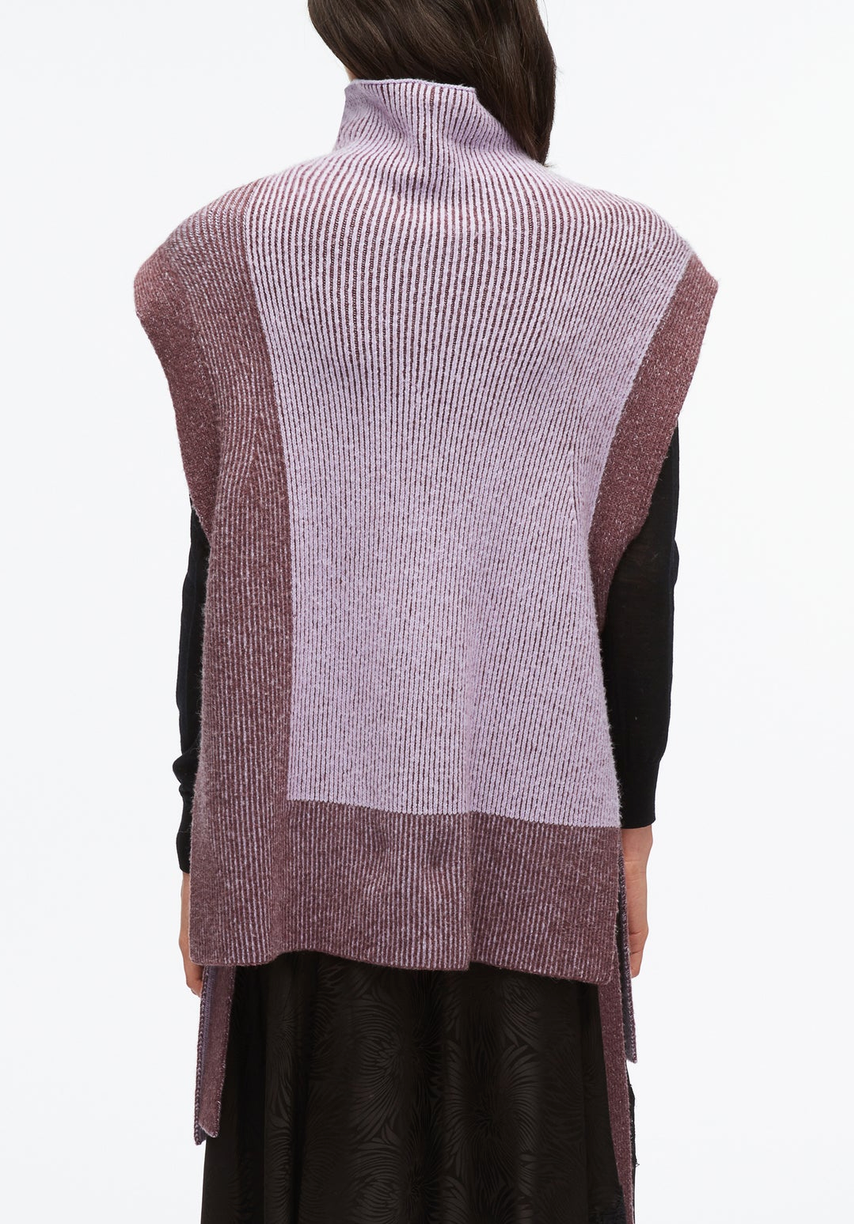 Bicolor Alpaca Turtle Neck Vest Orchid-Espresso