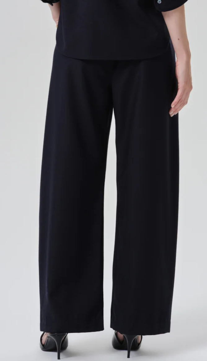 Brynn drawstring trouser in felter wool navy