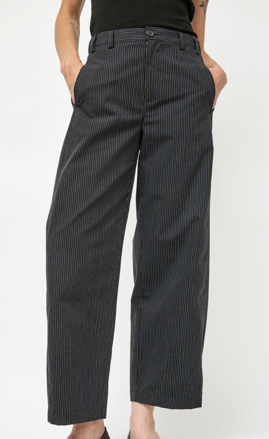 Justin Pant In Black Multi Pinstripe