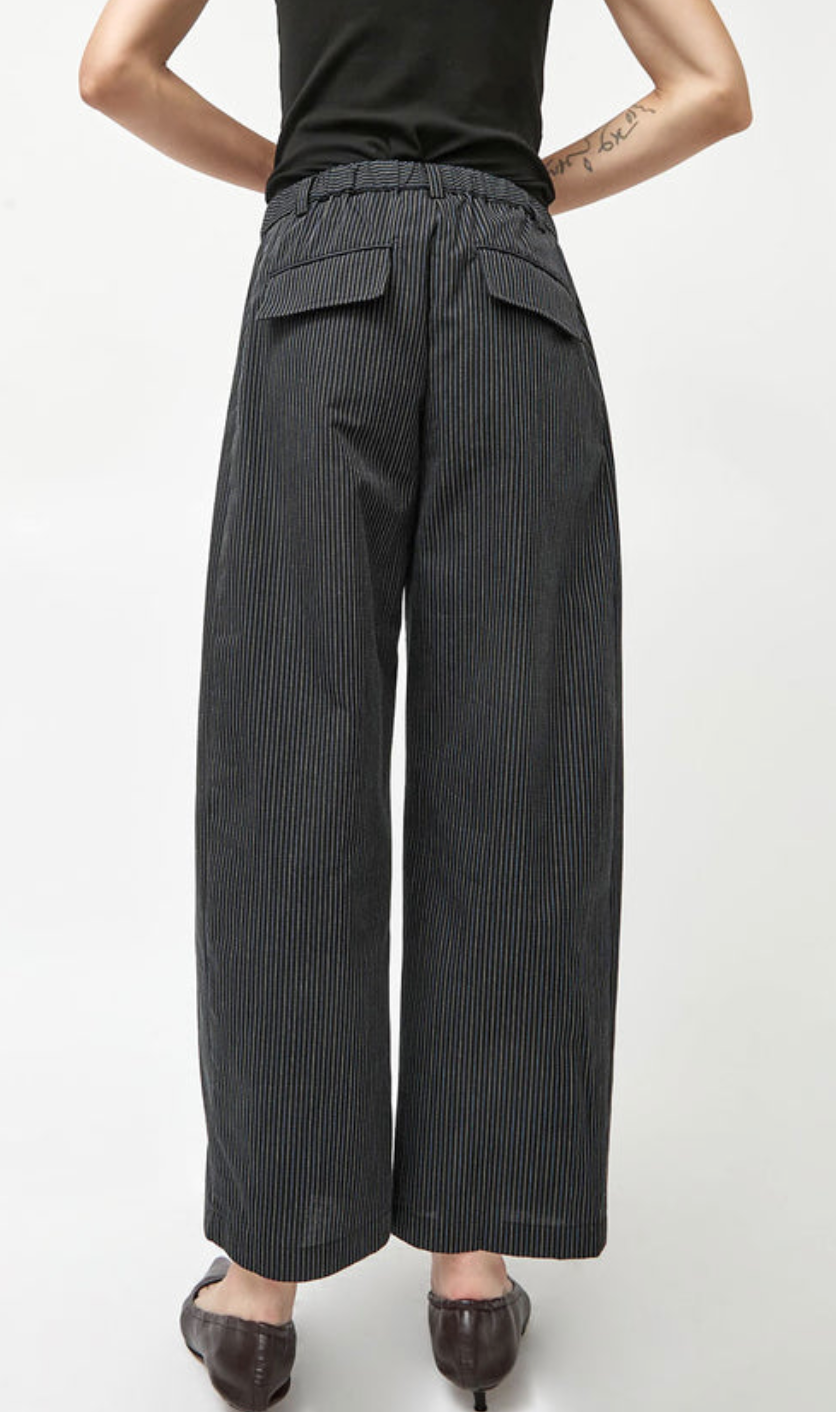 Justin Pant In Black Multi Pinstripe
