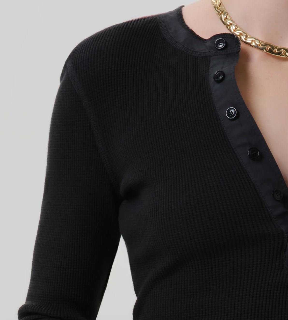 Drea waffle henley in juniper
