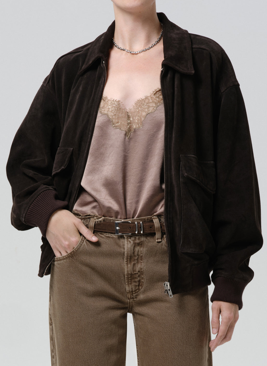 Vivienne suede jacket in chocolate brown