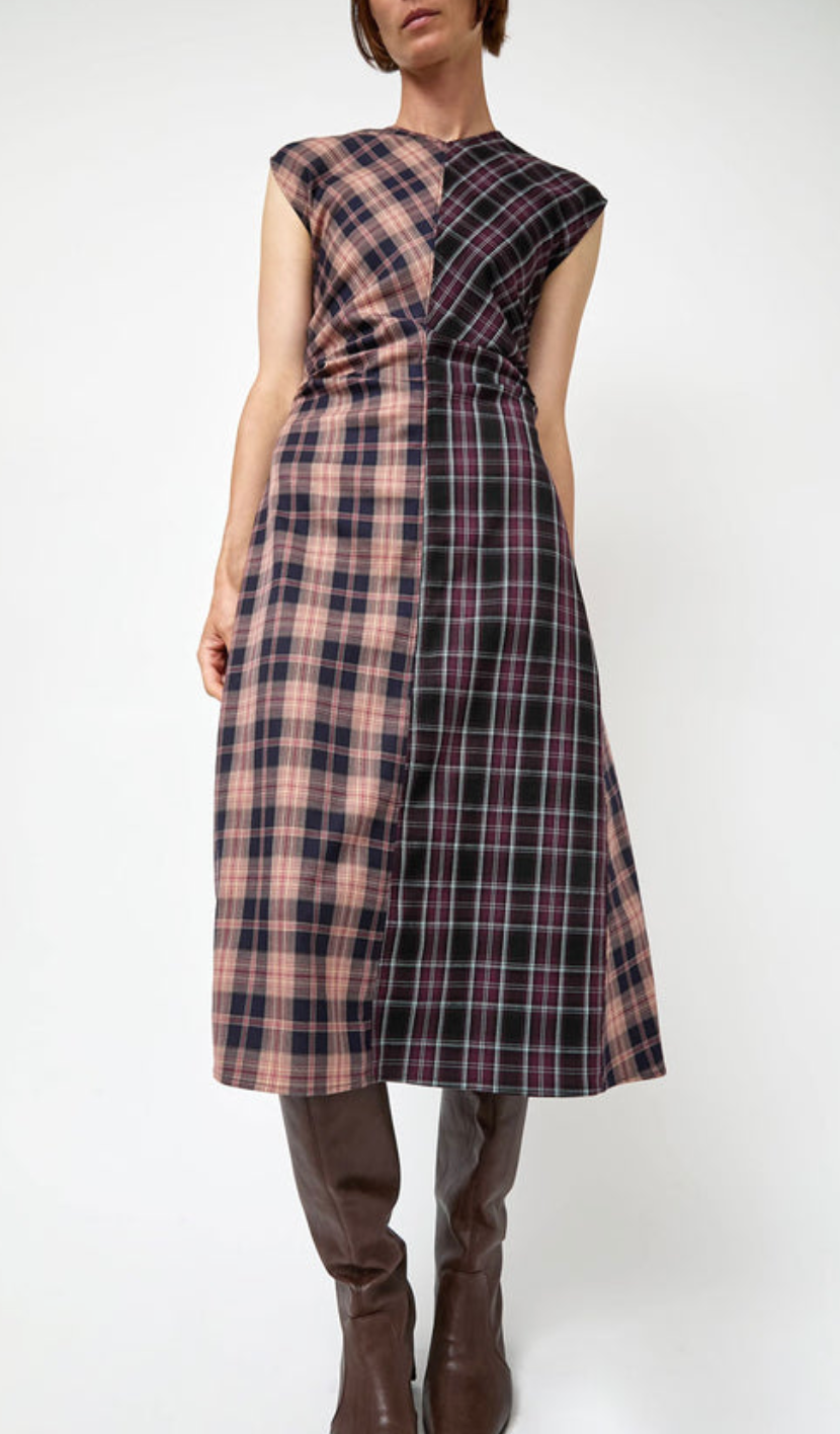 Rochelle Dress In Plum And Pink Plaid