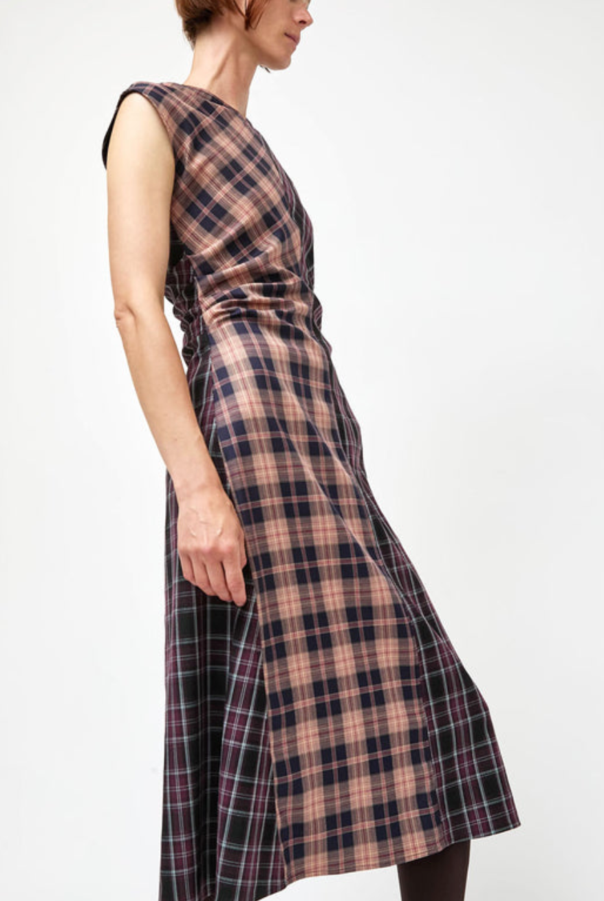 Rochelle Dress In Plum And Pink Plaid