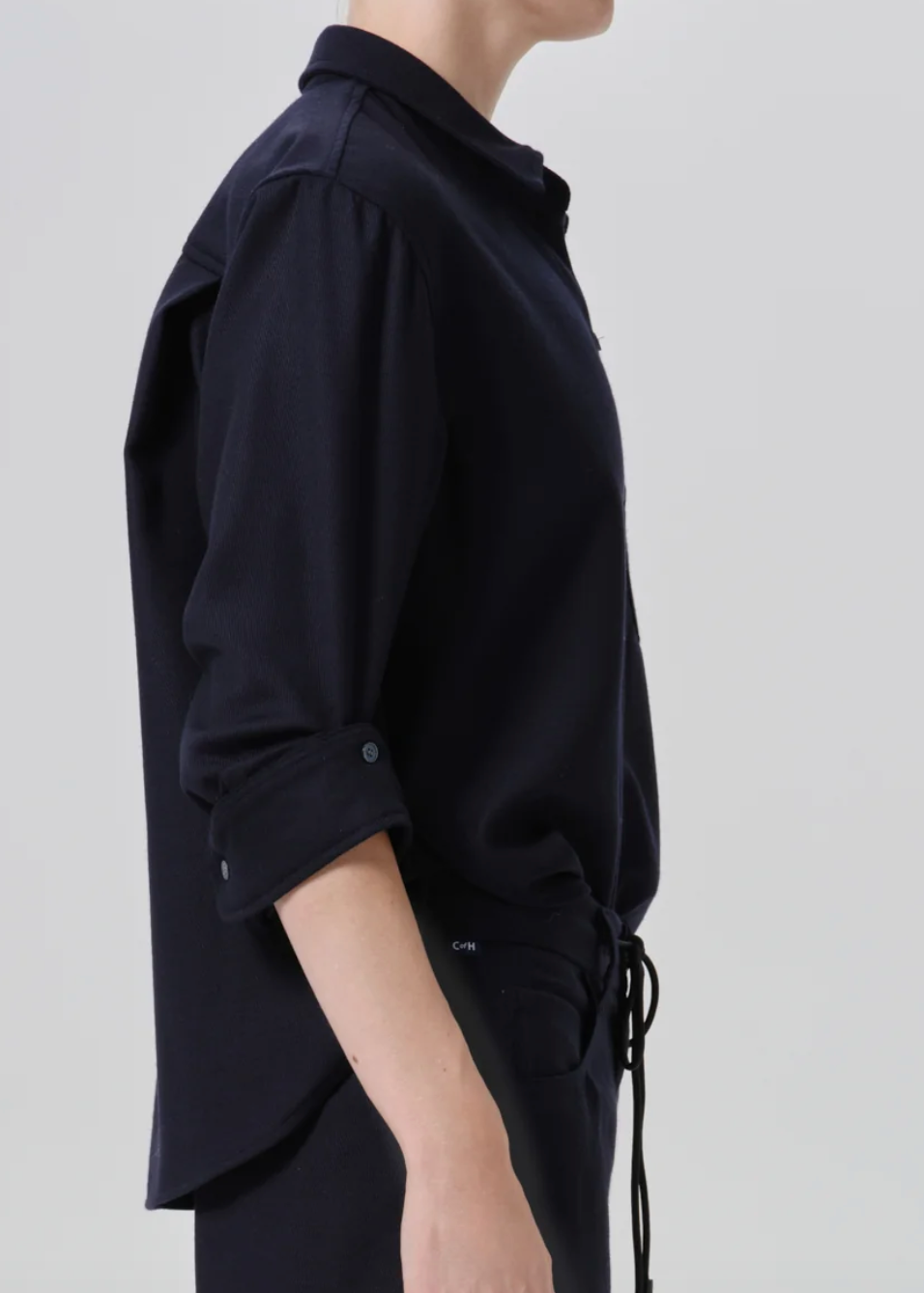 kayla shrunken italian virgin wool shirt navy