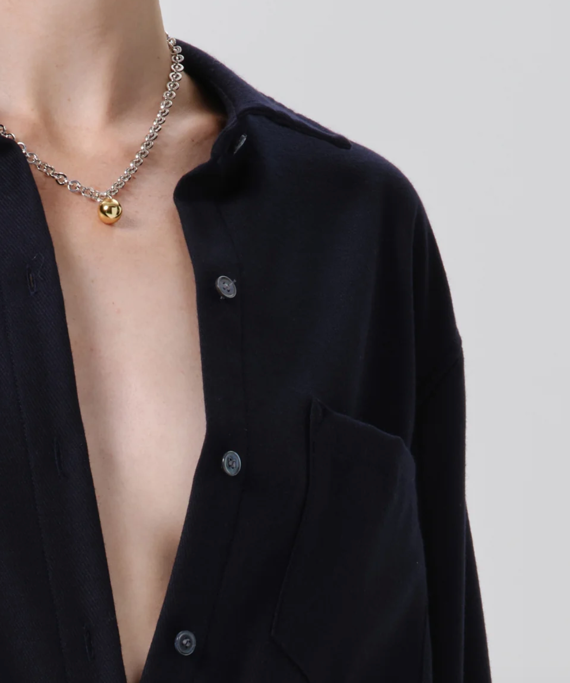 kayla shrunken italian virgin wool shirt navy