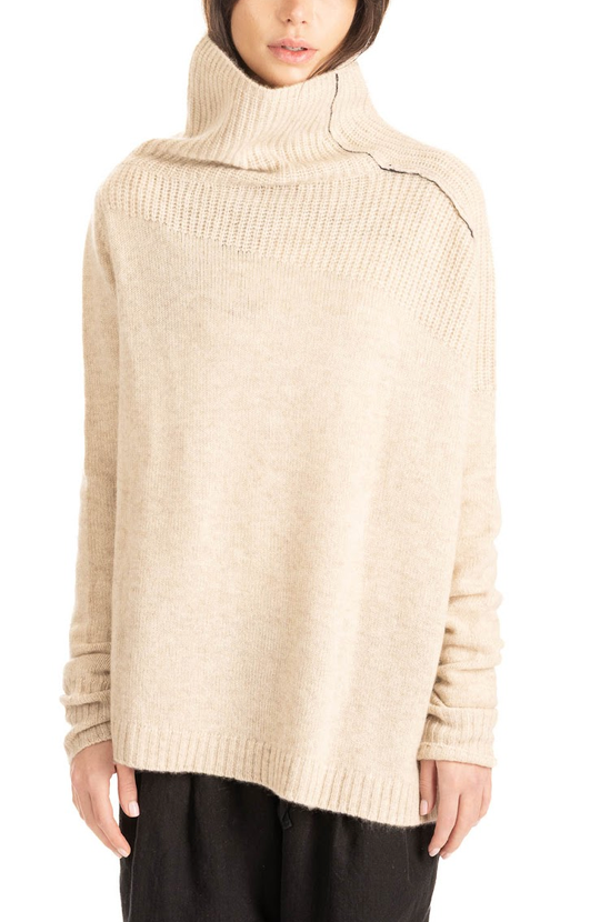 Cashmere Relaxed Mock Pullover Oatmeal