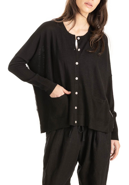 Cashmere Boxy Cardigan Black